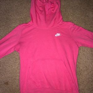 pink scrunchy neck sweatshirt